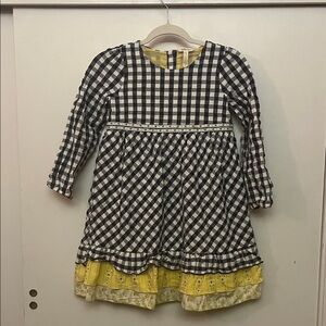 Matilda Jane Navy blue and Yellow Checkered Dress child size 10